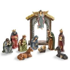 Glitzhome® Multicolor Resin Nativity Figurine Set