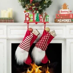 Glitzhome® 14.5'' BELIEVE Metal Christmas Stocking Holder -Michaels Store D652341S 3