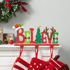 Glitzhome® 14.5'' BELIEVE Metal Christmas Stocking Holder -Michaels Store D652341S 4