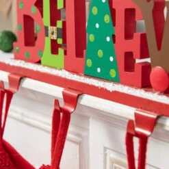 Glitzhome® 14.5'' BELIEVE Metal Christmas Stocking Holder -Michaels Store D652341S 7
