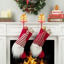 Glitzhome® 6.75'' Marquee LED Gingerbread House Metal Christmas Stocking Holder -Michaels Store D652342S 3