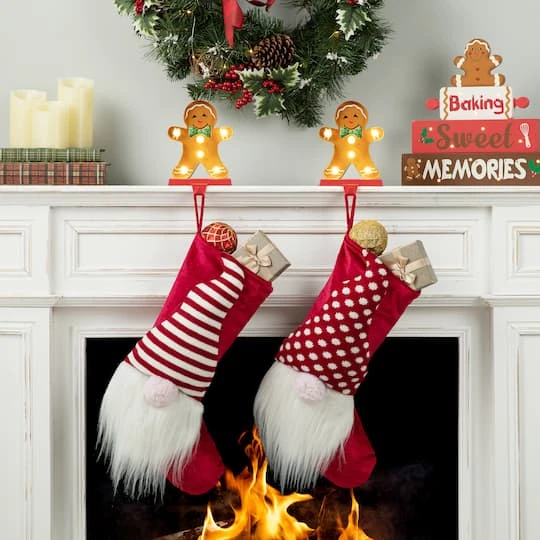 Glitzhome® 7.25'' Marquee LED Gingerbread Man Christmas Stocking Holder 4 Glitzhome® 7.25'' Marquee LED Gingerbread Man Christmas Stocking Holder - Image 4