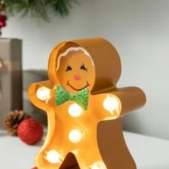 Glitzhome® 7.25'' Marquee LED Gingerbread Man Christmas Stocking Holder 14 Glitzhome® 7.25'' Marquee LED Gingerbread Man Christmas Stocking Holder -Michaels Store D652343S 5