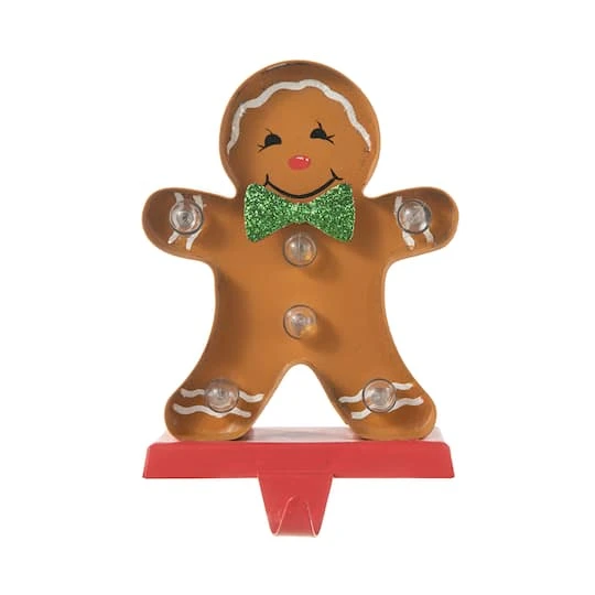 Glitzhome® 7.25'' Marquee LED Gingerbread Man Christmas Stocking Holder 8 Glitzhome® 7.25'' Marquee LED Gingerbread Man Christmas Stocking Holder - Image 8