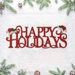 Glitzhome® 24'' HAPPY HOLIDAYS Metal Christmas Wall Décor -Michaels Store D652347S 3