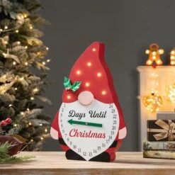 Glitzhome® 15'' Lighted Wooden Christmas Gnome Countdown Calendar -Michaels Store D652350S 2
