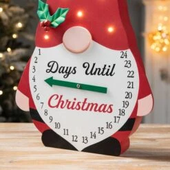 Glitzhome® 15'' Lighted Wooden Christmas Gnome Countdown Calendar -Michaels Store D652350S 4