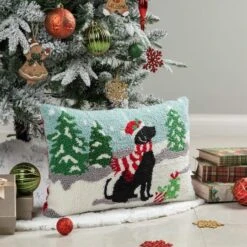 Glitzhome® Hooked Christmas Dog Pillow -Michaels Store D652353S 2