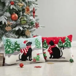 Glitzhome® Hooked Christmas Cat & Dog Pillows, 2ct. 9 Glitzhome® Hooked Christmas Cat & Dog Pillows, 2ct. -Michaels Store D652354S 2