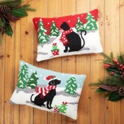 Glitzhome® Hooked Christmas Cat & Dog Pillows, 2ct. 10 Glitzhome® Hooked Christmas Cat & Dog Pillows, 2ct. -Michaels Store D652354S 3