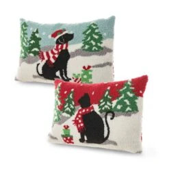 Glitzhome® Hooked Christmas Cat & Dog Pillows, 2ct. 11 Glitzhome® Hooked Christmas Cat & Dog Pillows, 2ct. -Michaels Store D652354S 4