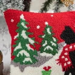 Glitzhome® Hooked Christmas Cat Pillow -Michaels Store D652355S 3