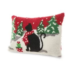 Glitzhome® Hooked Christmas Cat Pillow -Michaels Store D652355S 5