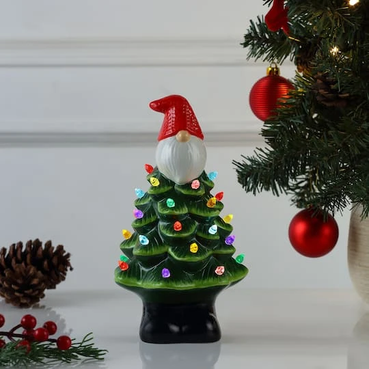 8.5" Nostalgic Ceramic Gnome Tree 3 8.5" Nostalgic Ceramic Gnome Tree - Image 3