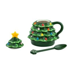 Green Lidded Nostalgic Tree Mug With Spoon -Michaels Store D657892S 2