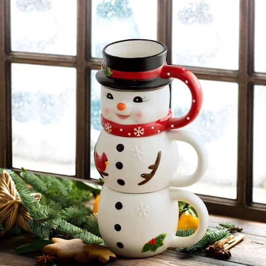 12oz. Snowman Stacking Mug Set 4 12oz. Snowman Stacking Mug Set - Image 4