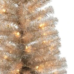 4.5ft. Pre-Lit Rose Gold Tinsel Artificial Christmas Tree -Michaels Store D659575S 2