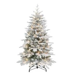 4.5ft. Pre-Lit Flocked Northern Fir Artificial Christmas Tree, Clear Lights