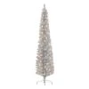 6ft. Pre-Lit Silver Tinsel Artificial Christmas Tree, Clear Lights