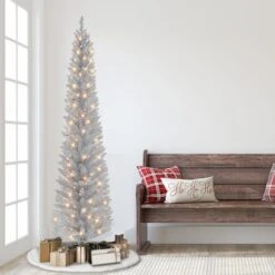 6ft. Pre-Lit Silver Tinsel Artificial Christmas Tree, Clear Lights -Michaels Store D659649S 3