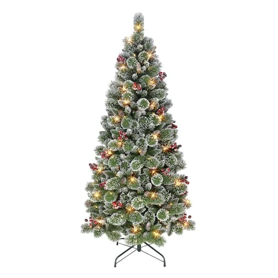 6.5ft. Pre-Lit Snowy Valley Pine Artificial Christmas Tree, Warm White LED Lights 2 6.5ft. Pre-Lit Snowy Valley Pine Artificial Christmas Tree, Warm White LED Lights - Image 2