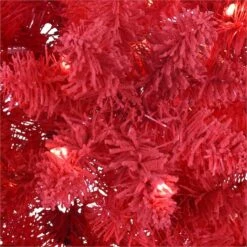 6.5ft. Pre-Lit Flocked Fashion Red Artificial Christmas Tree, Clear LED Lights -Michaels Store D659670S 2