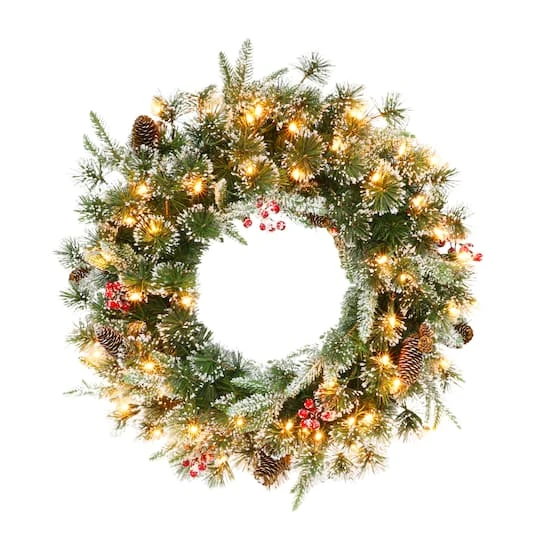 32" Pre-Lit Glittery Wreath 1 32" Pre-Lit Glittery Wreath