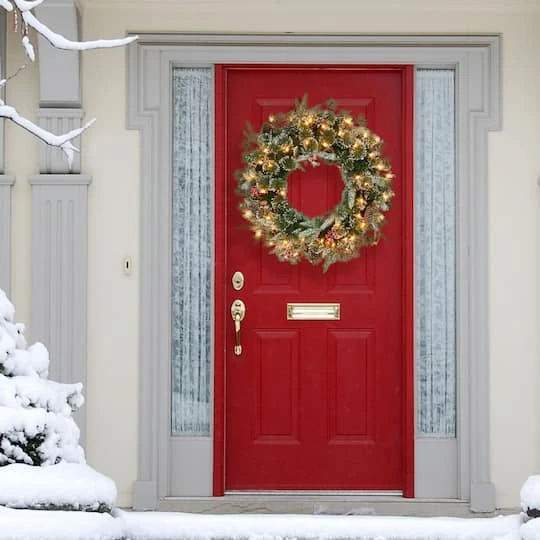 32" Pre-Lit Glittery Wreath 4 32" Pre-Lit Glittery Wreath - Image 4