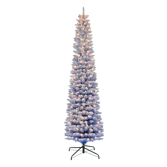 7.5ft. Pre-Lit Flocked Blue Artificial Christmas Tree, Clear Lights 1 7.5ft. Pre-Lit Flocked Blue Artificial Christmas Tree, Clear Lights