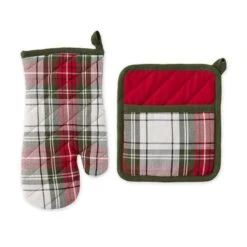 DII® Christmas Plaid Oven Mitt & Potholder Set