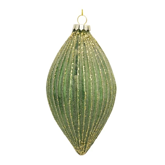 Melrose 6ct. Green & Gold Stripes Glass Ornament Set 4 Melrose 6ct. Green & Gold Stripes Glass Ornament Set - Image 4