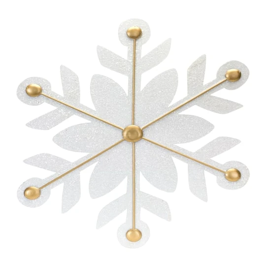 Melrose 12ct. White & Gold Iron Snowflake Ornaments 3 Melrose 12ct. White & Gold Iron Snowflake Ornaments - Image 3