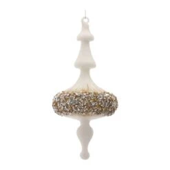 Melrose 6ct. 8" White, Gold & Silver Glass Finial Ornaments 6 Melrose 6ct. 8" White, Gold & Silver Glass Finial Ornaments -Michaels Store D660788S 2