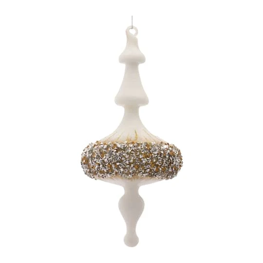 Melrose 6ct. 8" White, Gold & Silver Glass Finial Ornaments 3 Melrose 6ct. 8" White, Gold & Silver Glass Finial Ornaments - Image 3