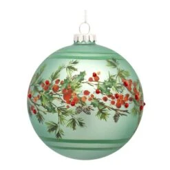 Melrose 6ct. 5" Pine & Berry Glass Ball Ornaments -Michaels Store D660796S 2