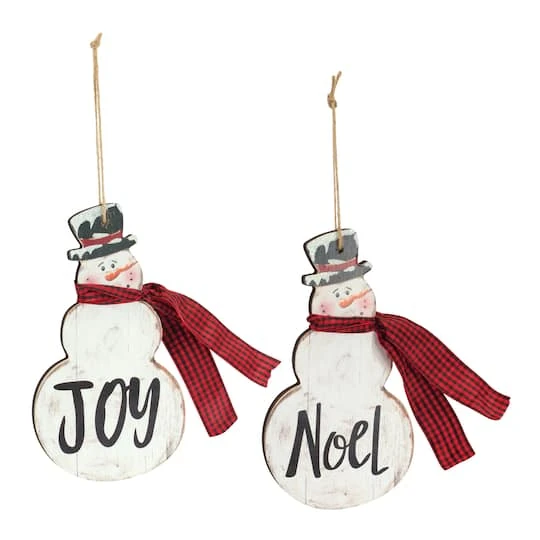 Melrose 6ct. 7.25" Joy & Noel Snowman Ornaments 2 Melrose 6ct. 7.25" Joy & Noel Snowman Ornaments - Image 2