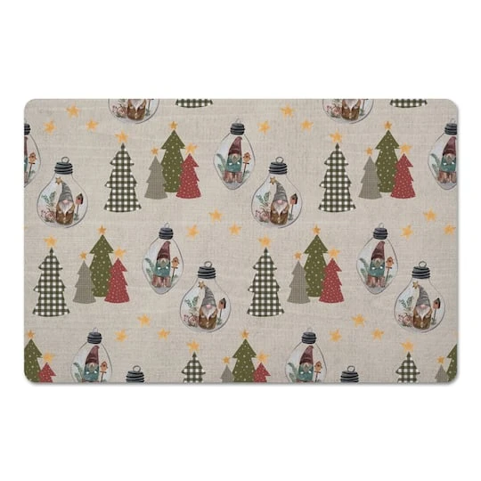 Cream Tree & Globe Pattern Floor Mat 2 Cream Tree & Globe Pattern Floor Mat - Image 2