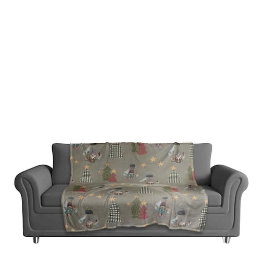 Gray Tree & Globe Pattern Coral Fleece Blanket 4 Gray Tree & Globe Pattern Coral Fleece Blanket - Image 4