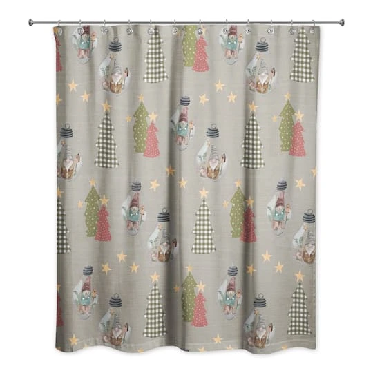 Gray Tree And Globe Pattern Shower Curtain 2 Gray Tree And Globe Pattern Shower Curtain - Image 2