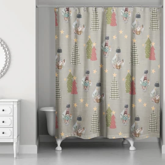 Gray Tree And Globe Pattern Shower Curtain 3 Gray Tree And Globe Pattern Shower Curtain - Image 3