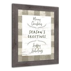 Taupe Buffalo Check Holiday Phrases Print In Western Gray Frame -Michaels Store D662567S 2