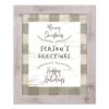 Taupe Buffalo Check Holiday Phrases Print In Western White Frame