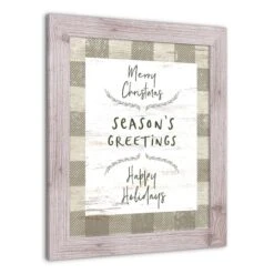 Taupe Buffalo Check Holiday Phrases Print In Western White Frame -Michaels Store D662571S 2
