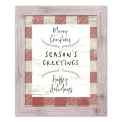 Red Buffalo Check Holiday Phrases Print In Western White Frame