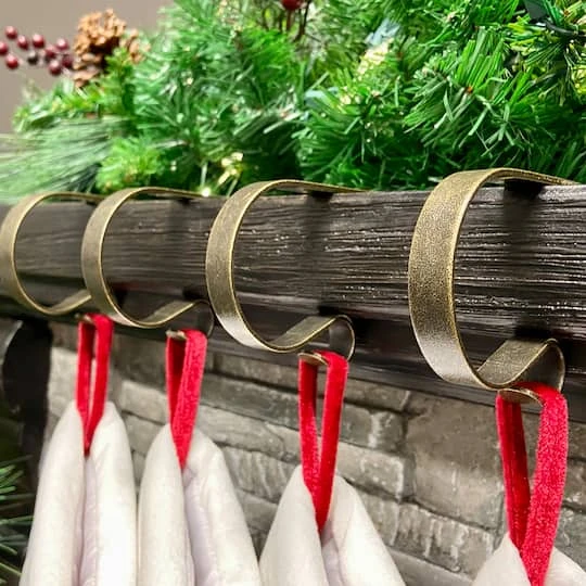 Original MantleClip® Weathered Antique Brass Stocking Holders, 4ct. 3 Original MantleClip® Weathered Antique Brass Stocking Holders, 4ct. - Image 3