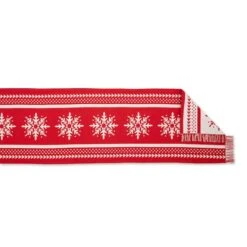 DII® 72" Nordic Snowflake Stripe Jacquard Table Runner -Michaels Store D666458S 2