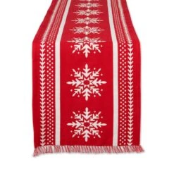 DII® 72" Nordic Snowflake Stripe Jacquard Table Runner -Michaels Store D666458S 4
