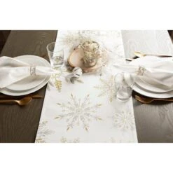 DII® 108" Snowflake Sparkle Printed Table Runner -Michaels Store D666486S 4