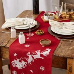 DII® 70" Santa's Sleigh Embroidered Table Runner -Michaels Store D666773S 5