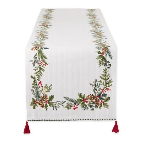 DII® 72" Heritage Holiday Sprigs Reversible Embellished Table Runner 4 DII® 72" Heritage Holiday Sprigs Reversible Embellished Table Runner - Image 4